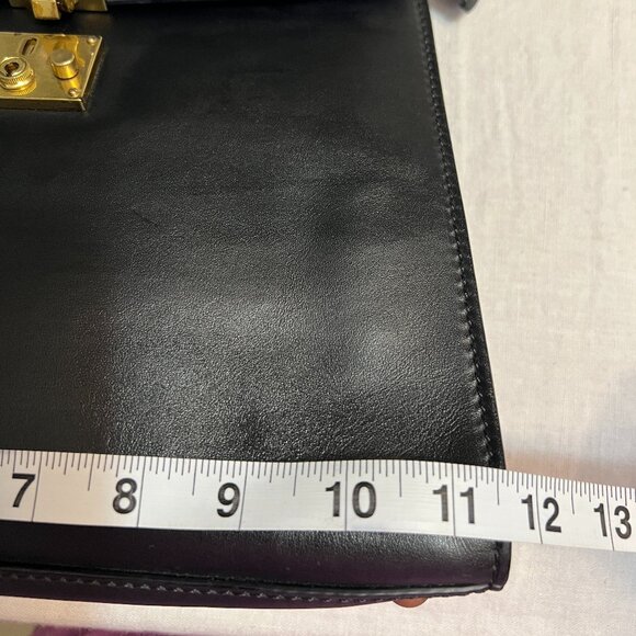 Vintage Christian Dior Black Leather Top Handle Bag – Lock & Key, Made in France - Picture 12 of 14